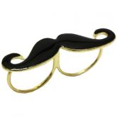 Anel Dois Dedos Mustache Black Dourado